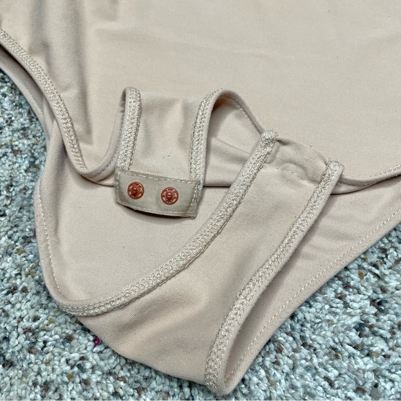 Zara Nude Beige Tan Sleeveless Snap Bottom High Neck Bodysuit Small - Picture 5 of 11